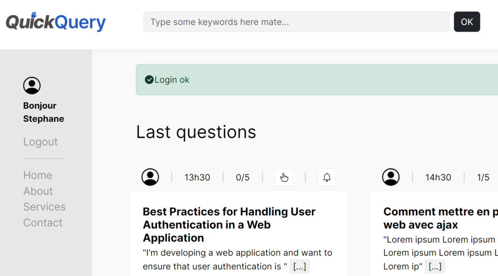 ask a question module in quickquery