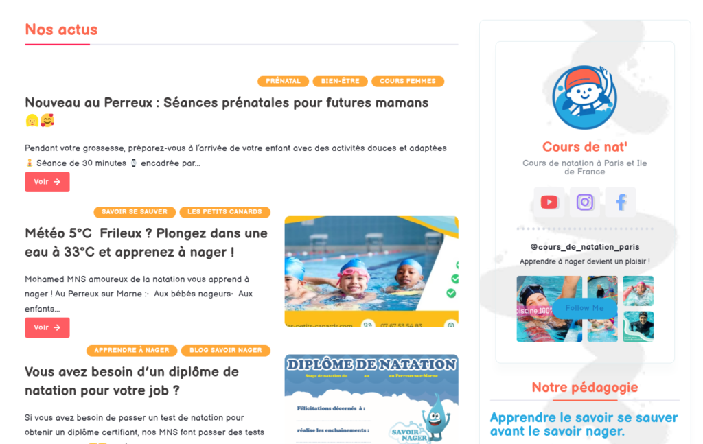 section des artciles type Post sur wordpress